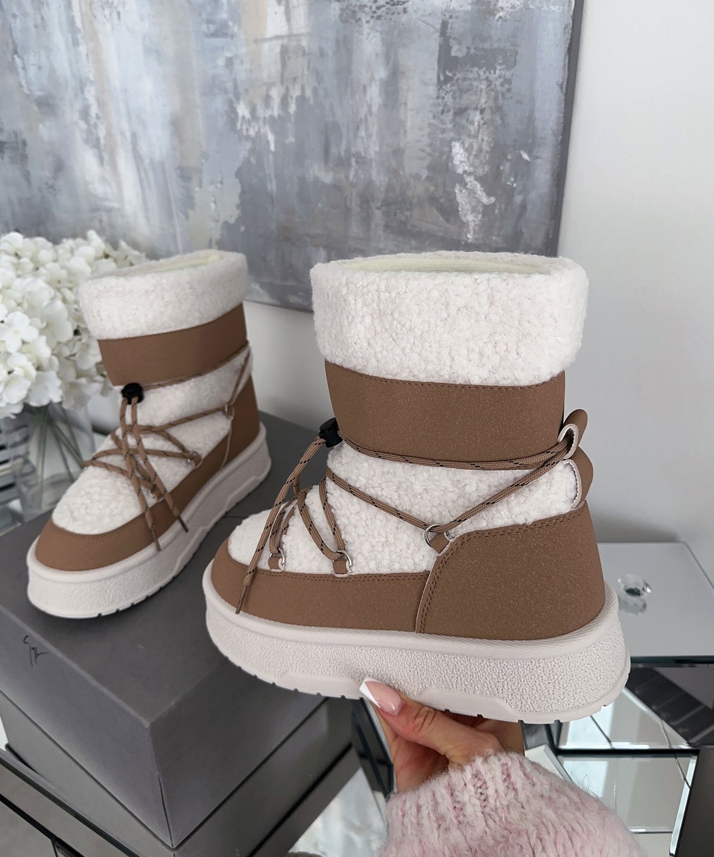 Gefütterte Teddyschnee Schuhe Mea Weiß Camel  Ladypolitan ♡   