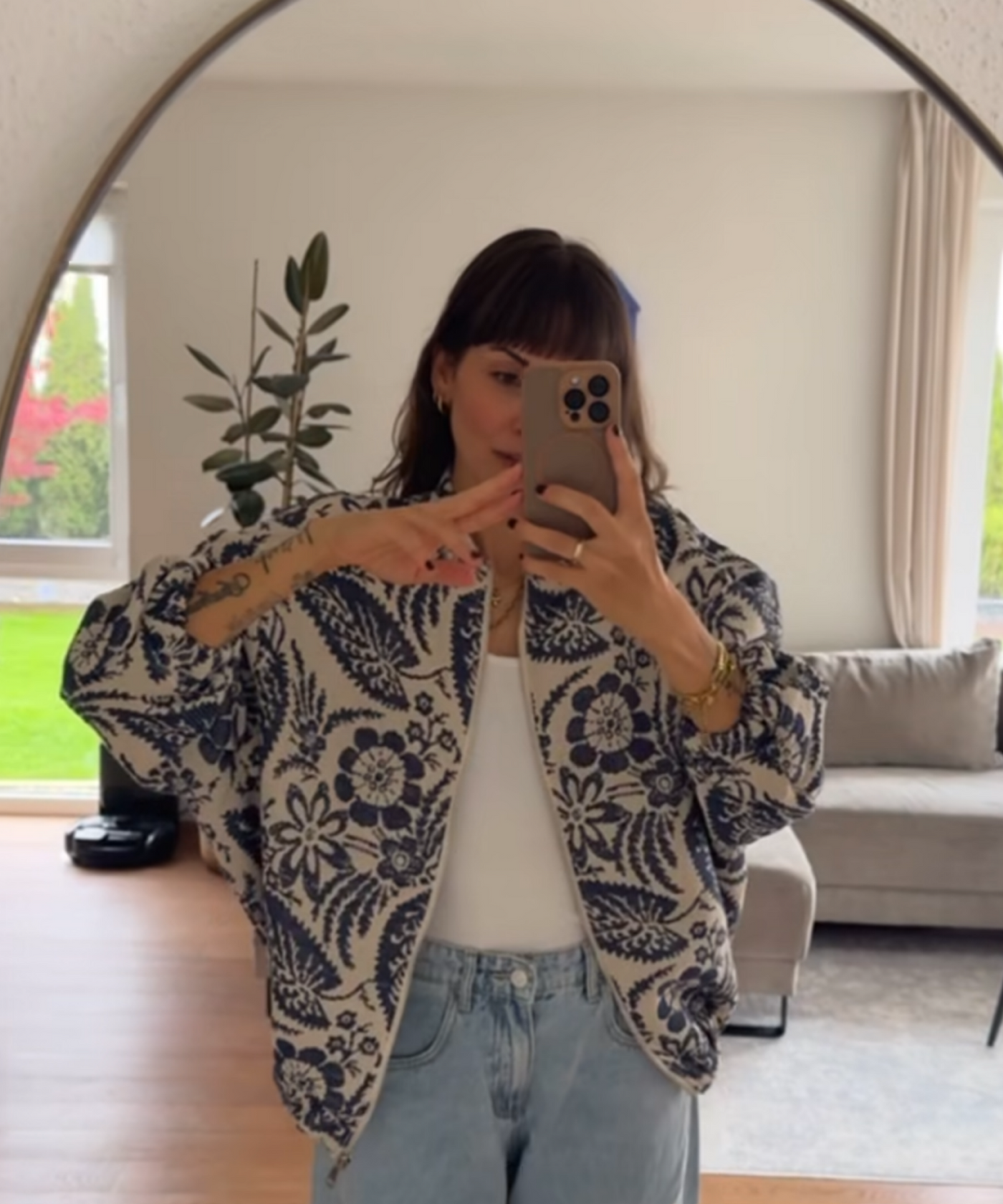 Jacke Flower Dunkelblau