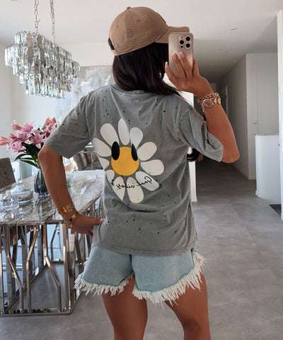 T-Shirt Flower Vintage Hellgrau Ladypolitan ♡