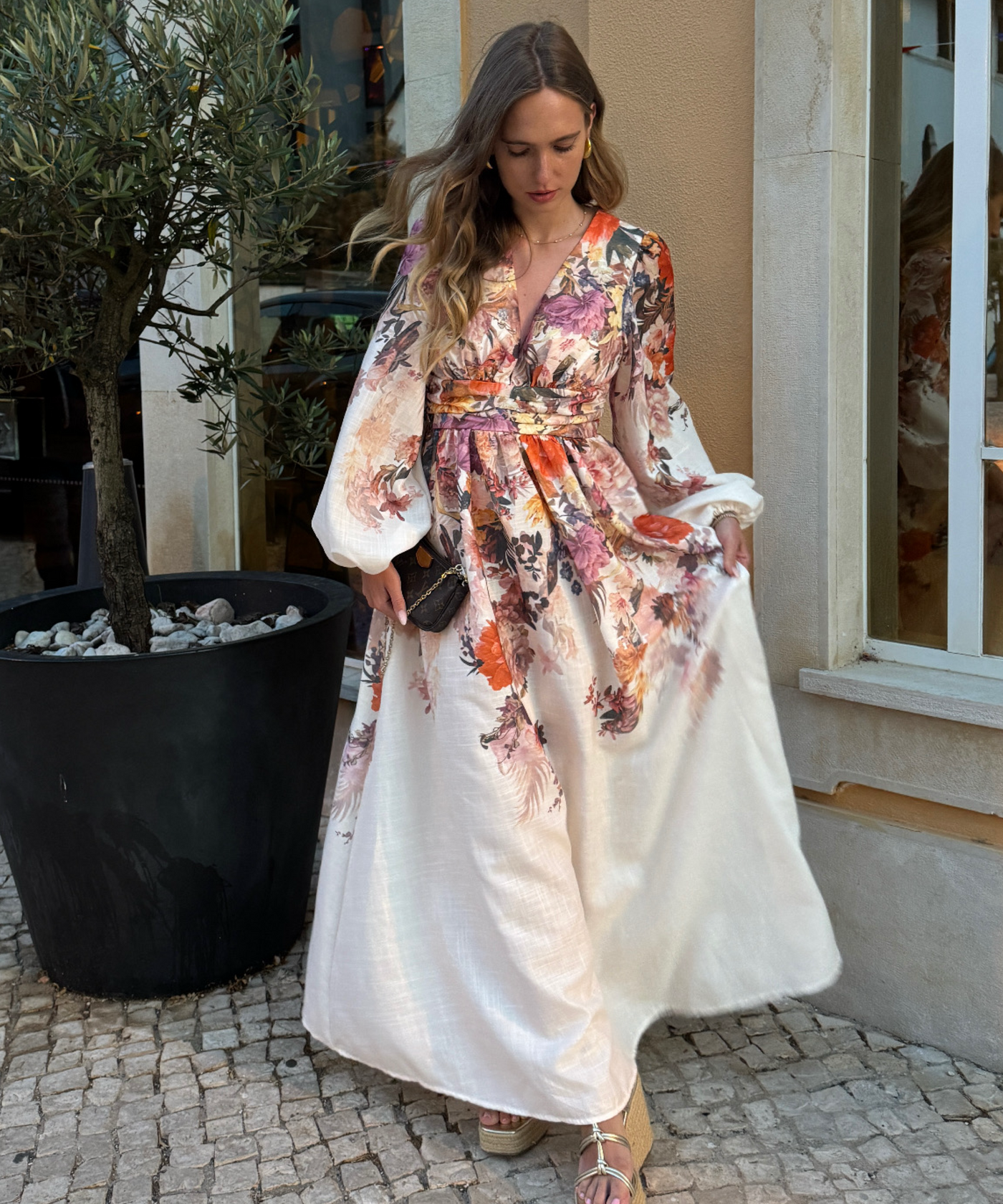 Baumwolle-Leinen Maxi Kleid Keliya Beige Ladypolitan ♡