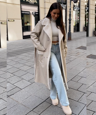 Fellmantel Livia Beige Ladypolitan ♡
