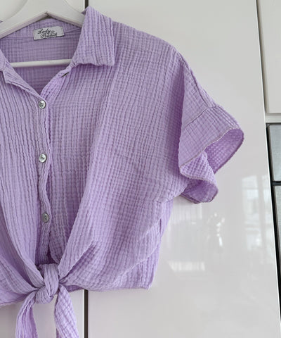 Muslin t-shirt knot pastel purple