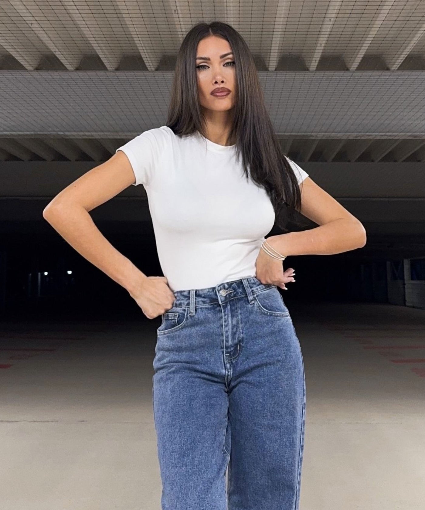 Stretch Straight Leg Jeans Swea Blau Ladypolitan ♡