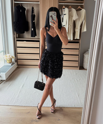 Federlook Rock Cia mit Pailletten Schwarz