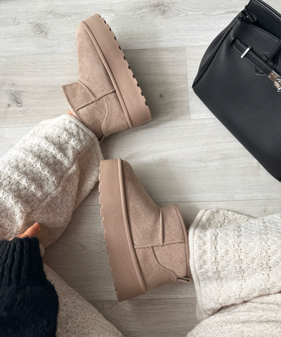 Gefütterte Plateau Boots Nina Camel