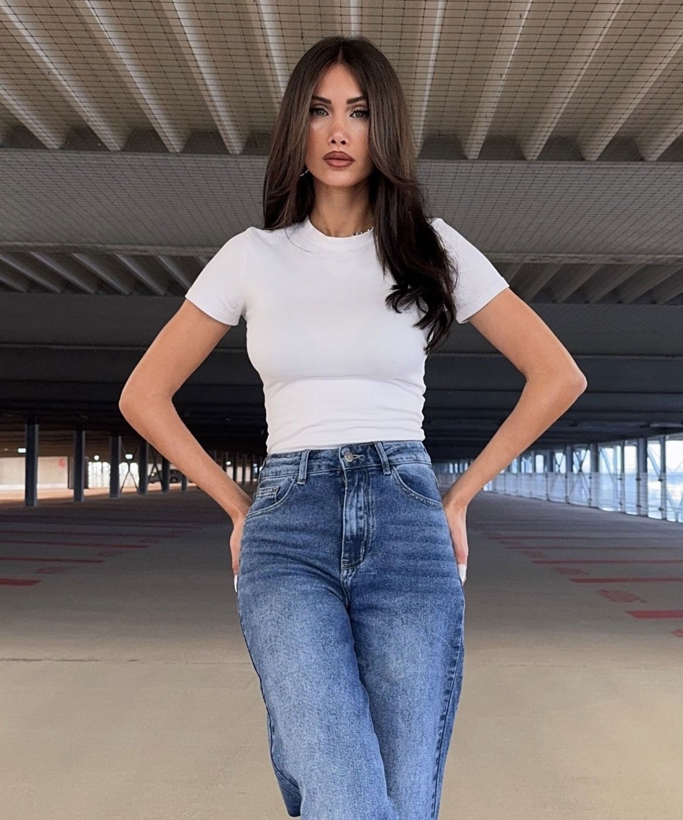 Stretch Wide Leg Jeans Lillia Blau Ladypolitan ♡