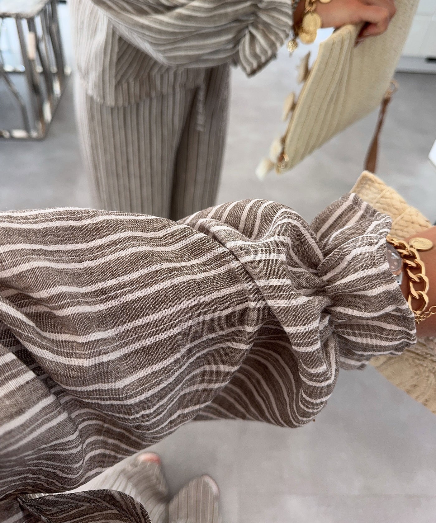 Bluse Streifen Emalia Taupe Ladypolitan ♡