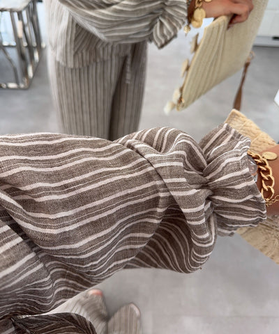 Bluse Streifen Emalia Taupe Ladypolitan ♡