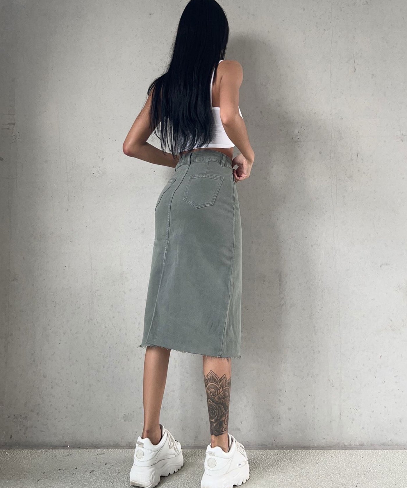 Stretch Midi Rock Raia Khaki