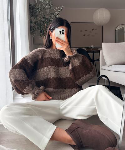 Pullover Dilena Streifen Braun Ladypolitan ♡