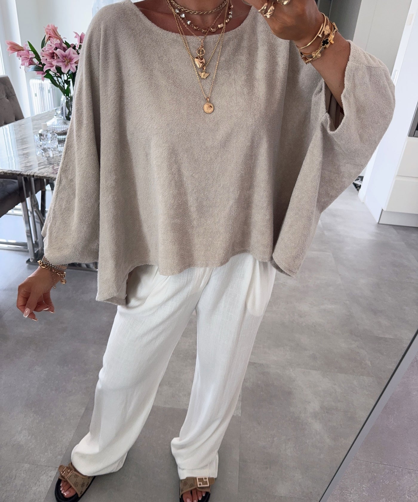 Baumwoll Oberteil Hila Beige Ladypolitan ♡
