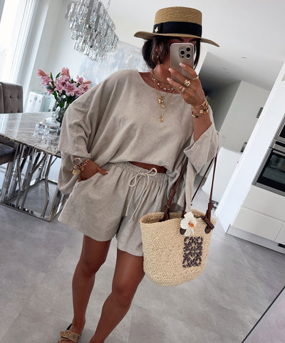 Baumwoll Oberteil Hila Beige Ladypolitan ♡