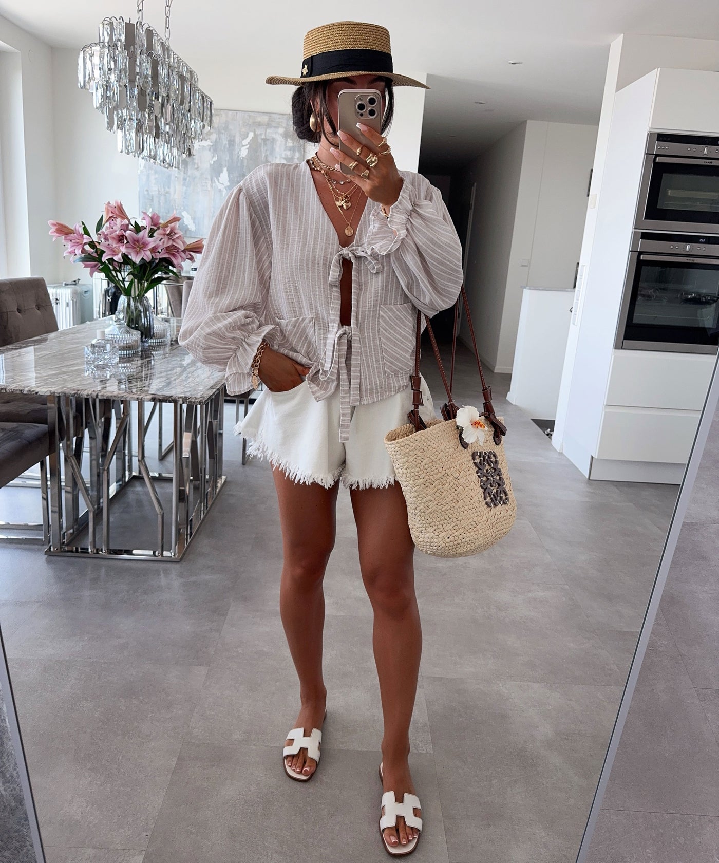 Bluse Streifen Emalia Beige Ladypolitan ♡