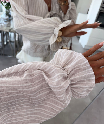 Bluse Streifen Emalia Beige Ladypolitan ♡