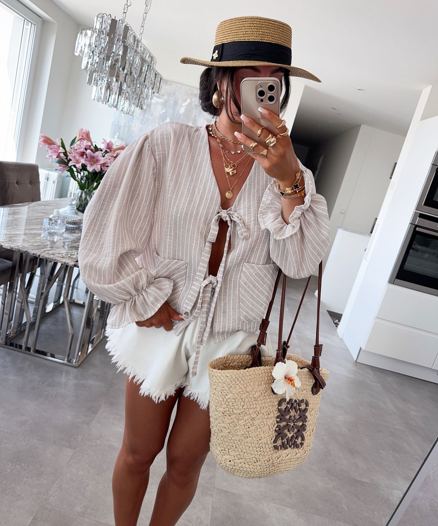 Bluse Streifen Emalia Beige Ladypolitan ♡