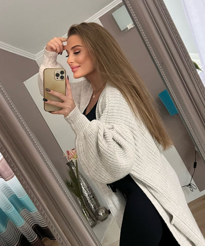 Cardigan Leilani lang Beige  Ladypolitan - Fashion Onlineshop für Damen   