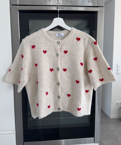Cardigan Lene mit Herzen Rot Ladypolitan ♡