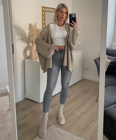 Cardigan Ray Taupe Ladypolitan ♡