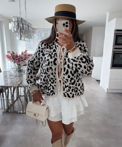 Cardigan Schleife Fia Leo Beige Schwarz Ladypolitan ♡