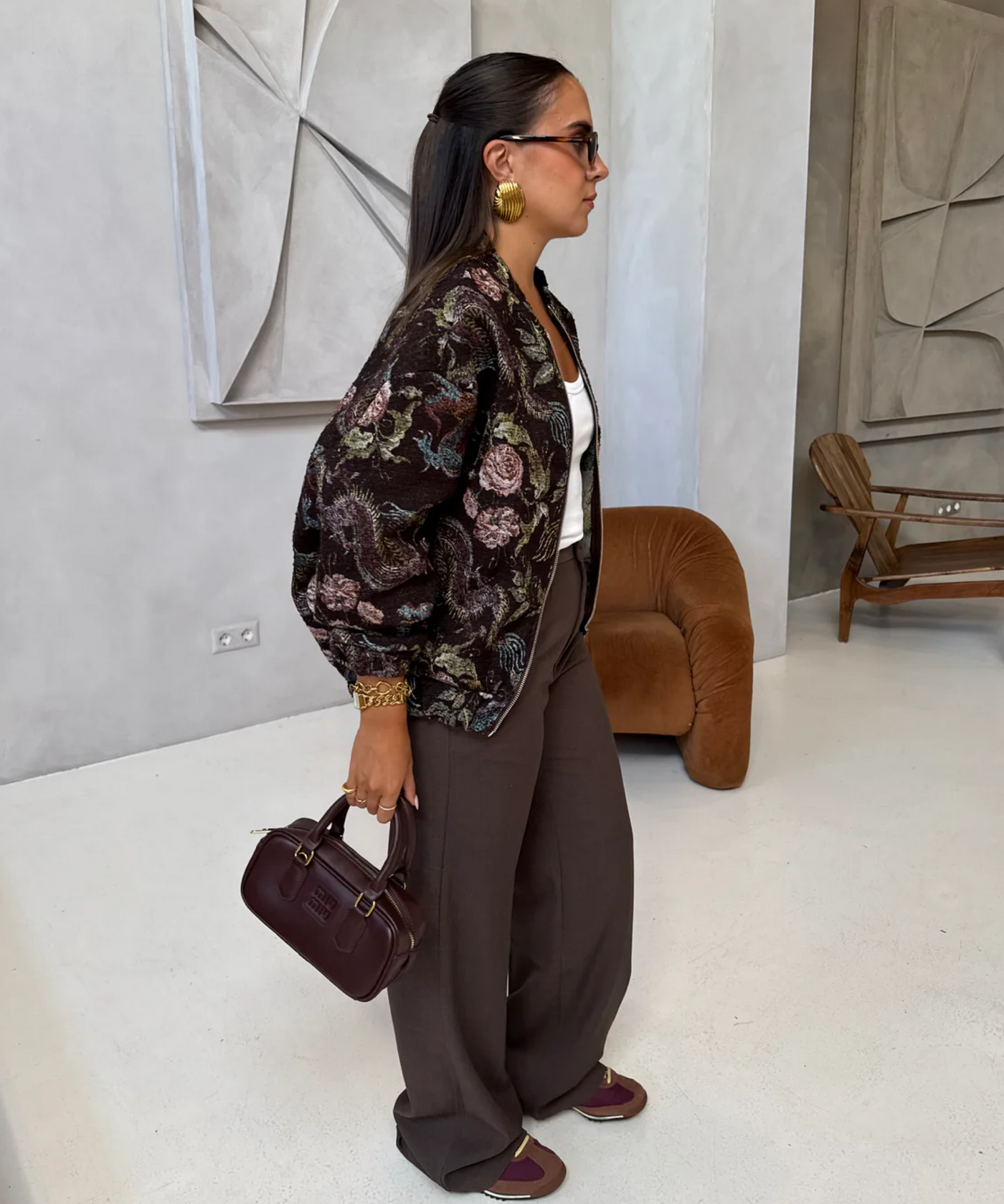 Jacke Flower Rose Dunkelbraun