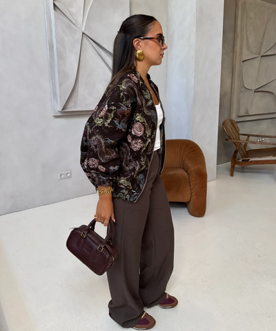 Jacke Flower Rose Dunkelbraun