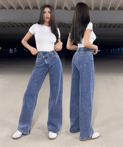 Stretch Straight Leg Jeans Galia Blau Ladypolitan ♡