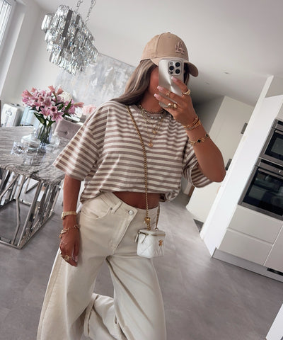 Streifen Shirt Beige