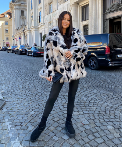 Felljacke Marina Weiß Schwarz Ladypolitan ♡