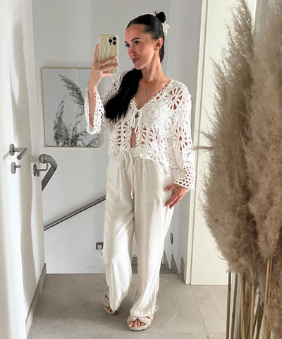 Leinenhose Nell Beige Ladypolitan ♡