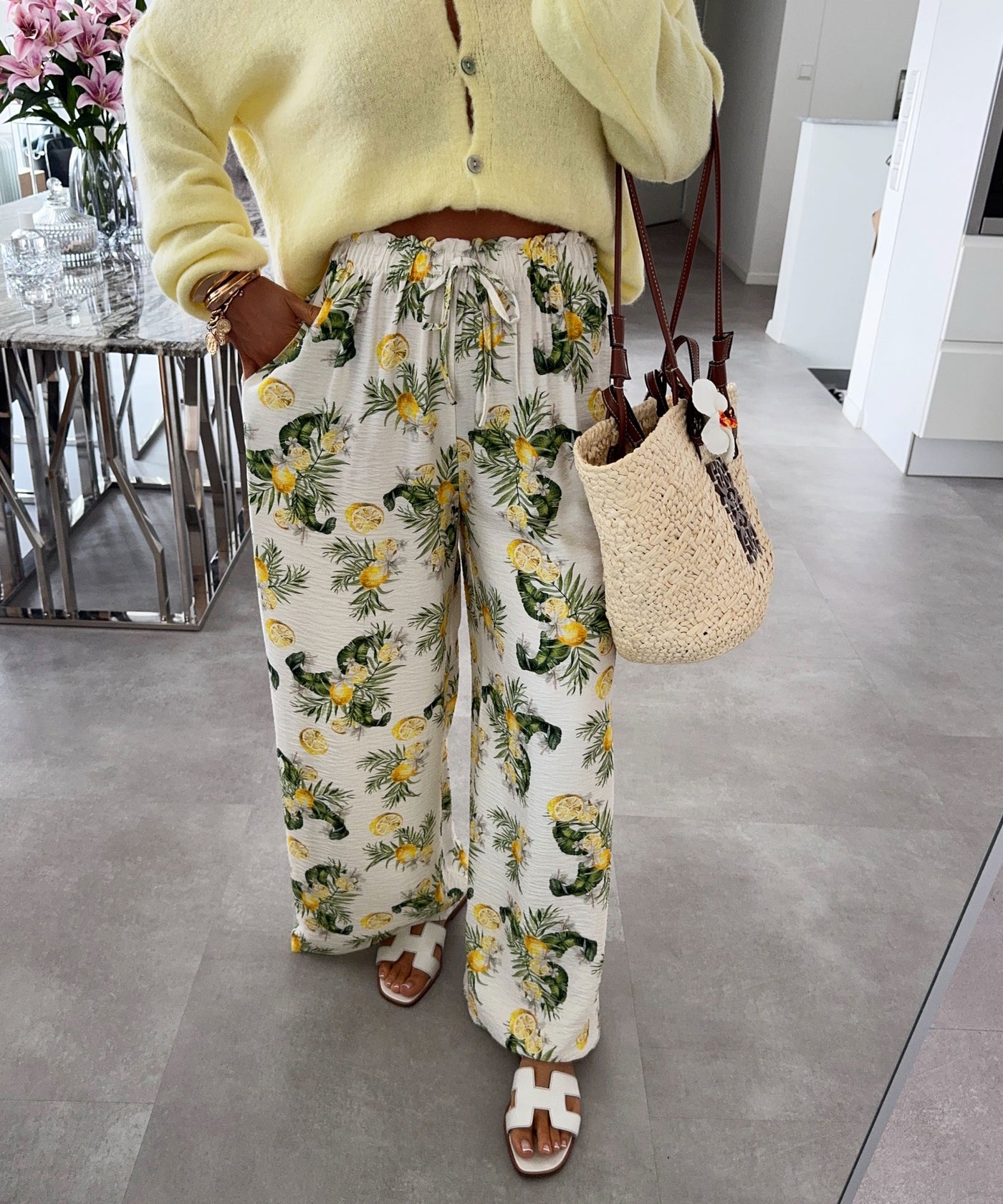 Hose mit Zitronen Zaya Weiß Ladypolitan ♡