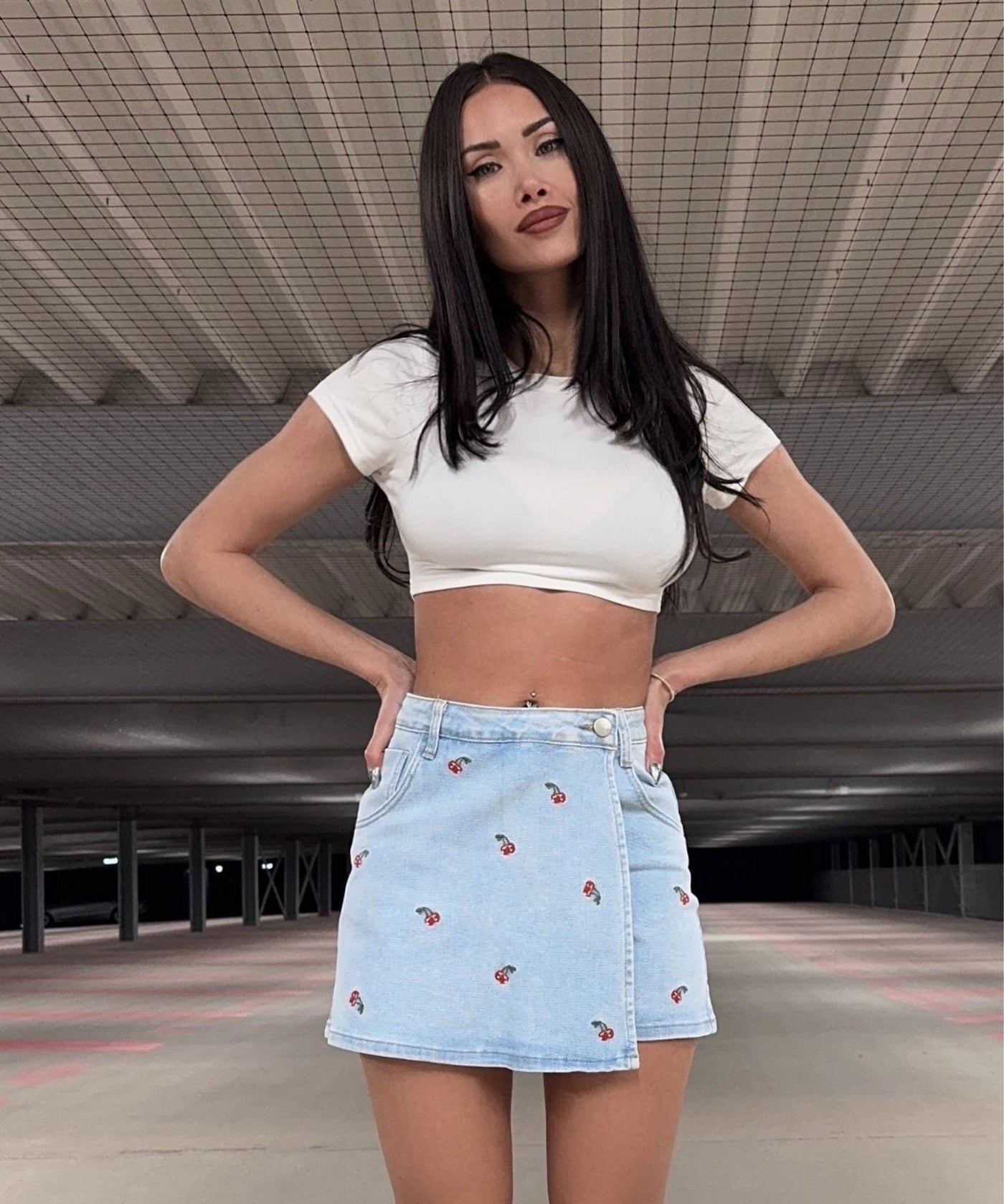 Jeans Hosenrock Cherry Hellblau Ladypolitan ♡
