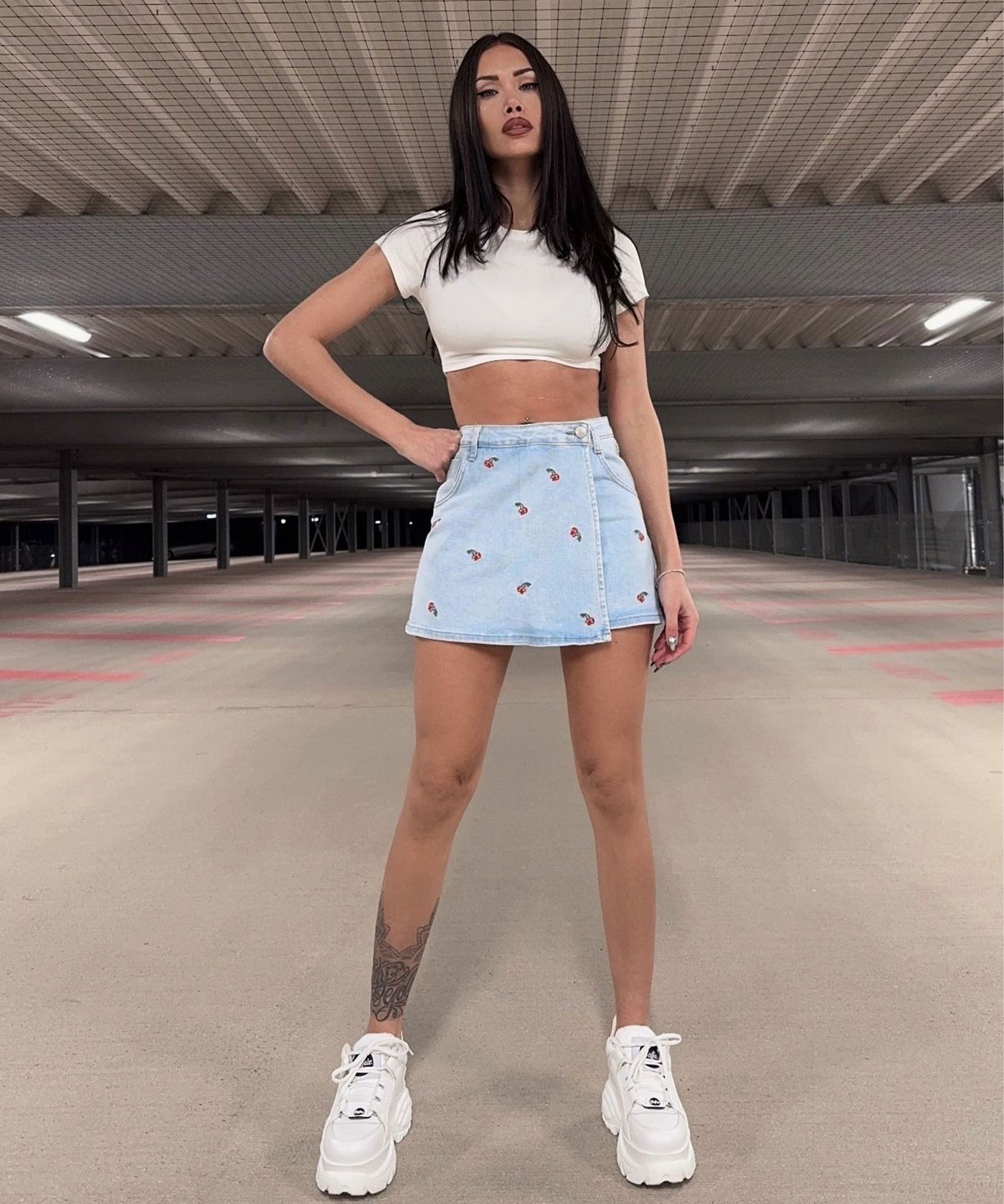 Jeans Hosenrock Cherry Hellblau Ladypolitan ♡