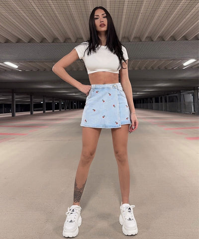 Jeans Hosenrock Cherry Hellblau Ladypolitan ♡