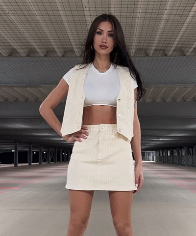 Jeansrock Streifen Laini Creme Ladypolitan ♡