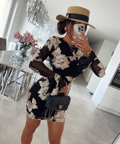 Kleid Raila Blume Schwarz Ladypolitan ♡