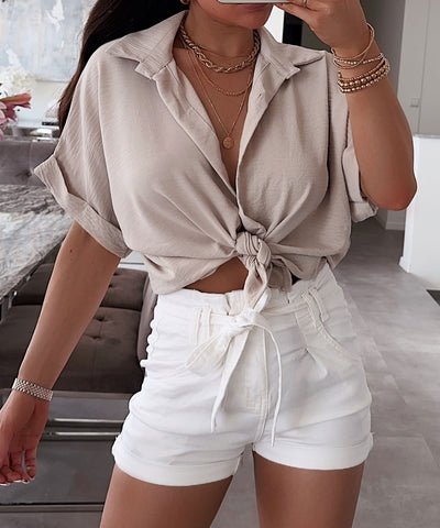 Knoten T-Shirt Melia Beige  Ladypolitan ♡   