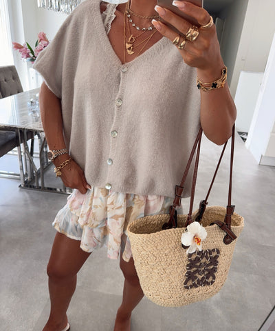 Kurzarm Cardigan Liz Beige Ladypolitan ♡