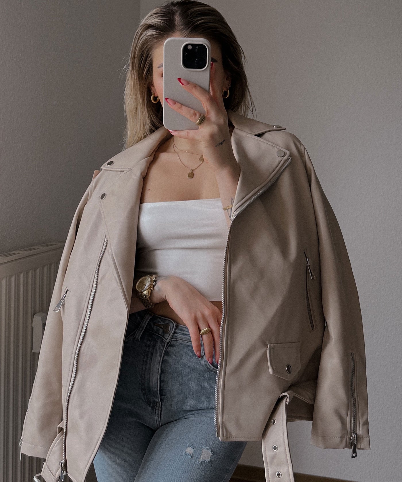 Lederjacke Valea Beige  Ladypolitan ♡   