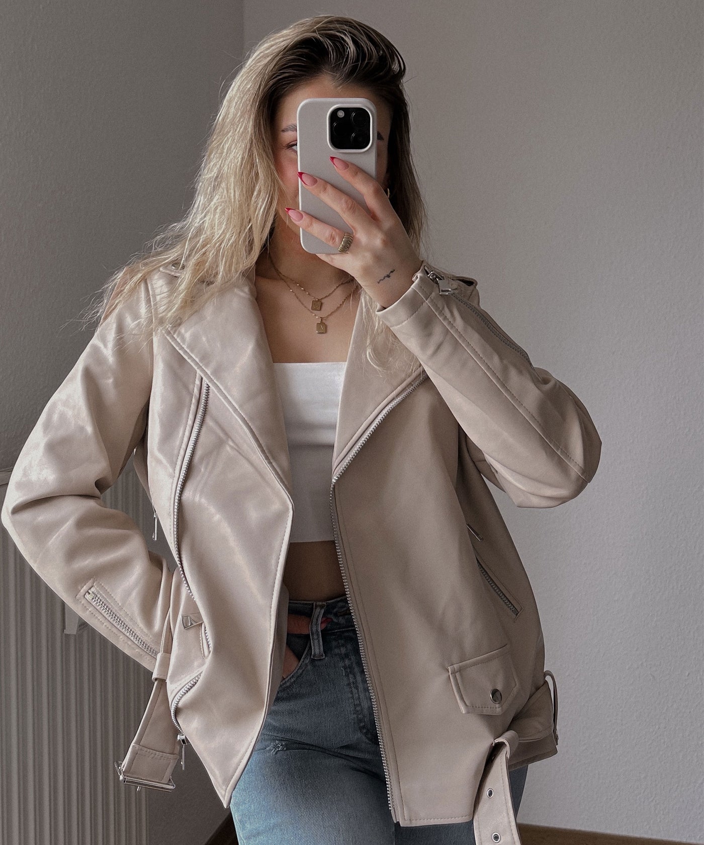 Lederjacke Valea Beige  Ladypolitan ♡   