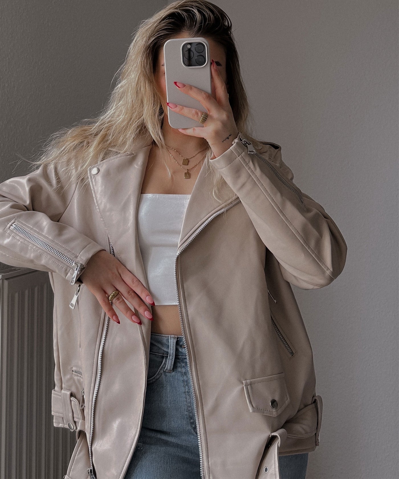 Lederjacke Valea Beige  Ladypolitan ♡   