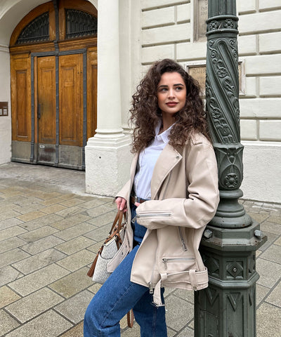 Lederjacke Valea Beige  Ladypolitan ♡   