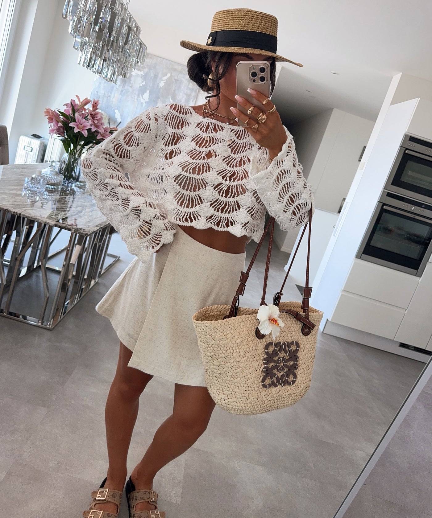 Leinen Hosenrock Kayla Beige Ladypolitan ♡