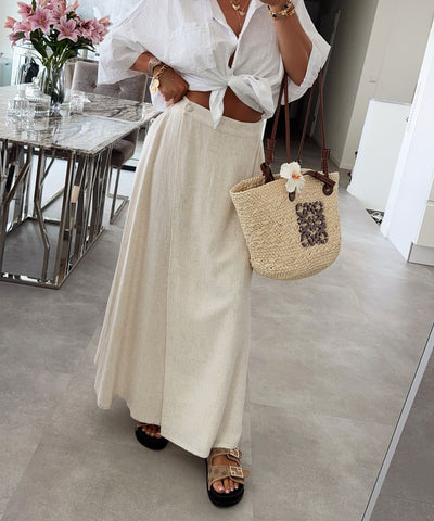 Leinen Rock Naria Beige Ladypolitan ♡