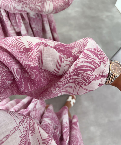 Leinenlook Kleid Chalina Lila Ladypolitan ♡