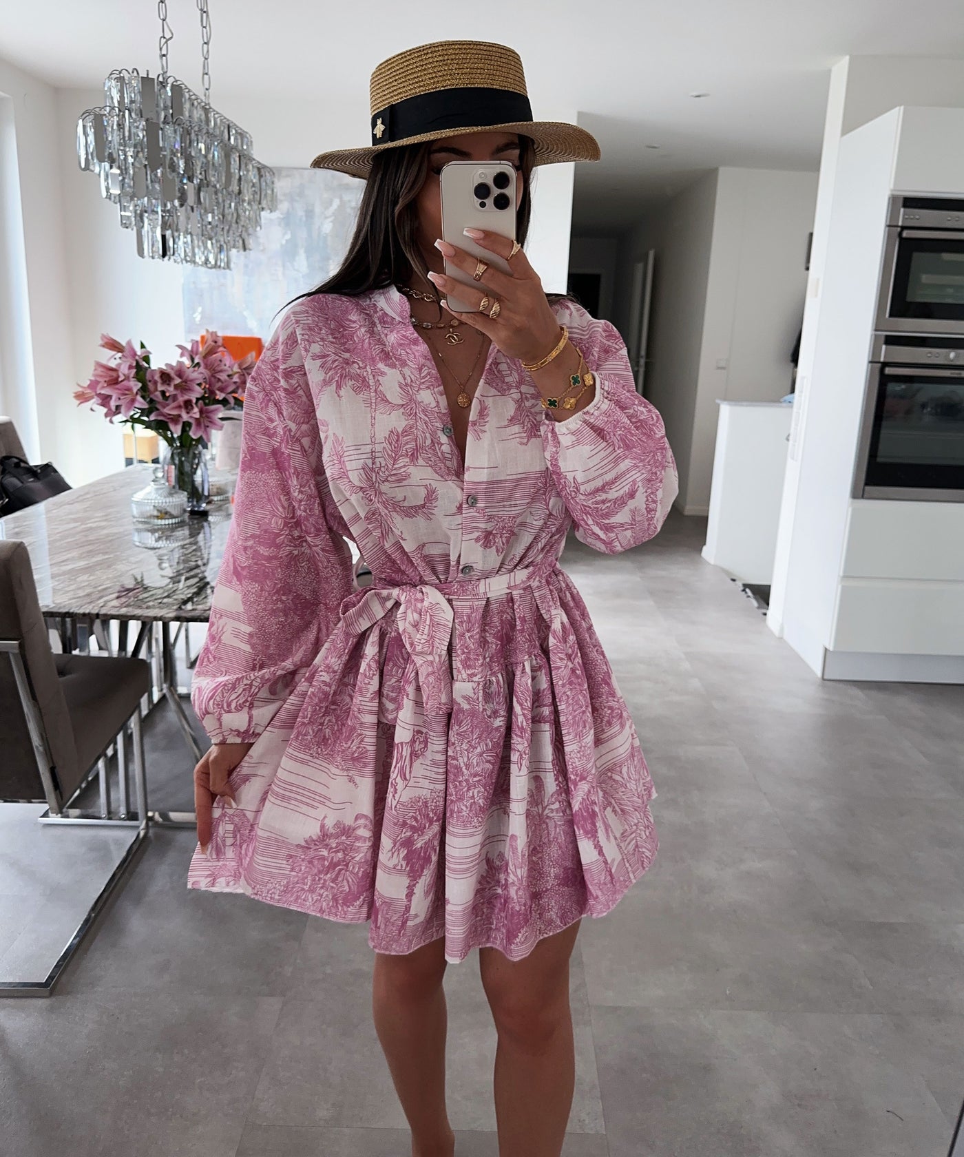 Leinenlook Kleid Chalina Lila Ladypolitan ♡