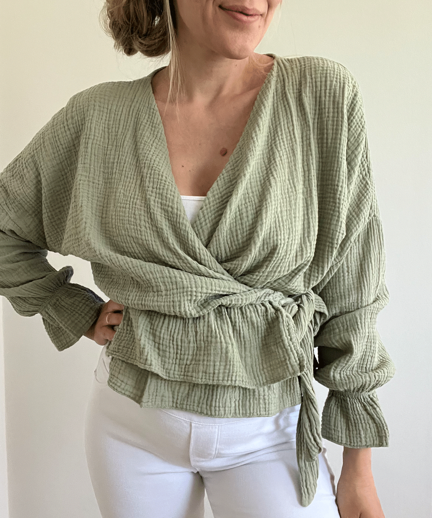 Musselin Bluse Celine Khaki  Ladypolitan ♡   