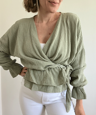 Musselin Bluse Celine Khaki  Ladypolitan ♡   