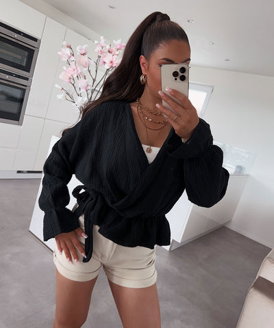 Musselin Bluse Celine Schwarz  Ladypolitan ♡   