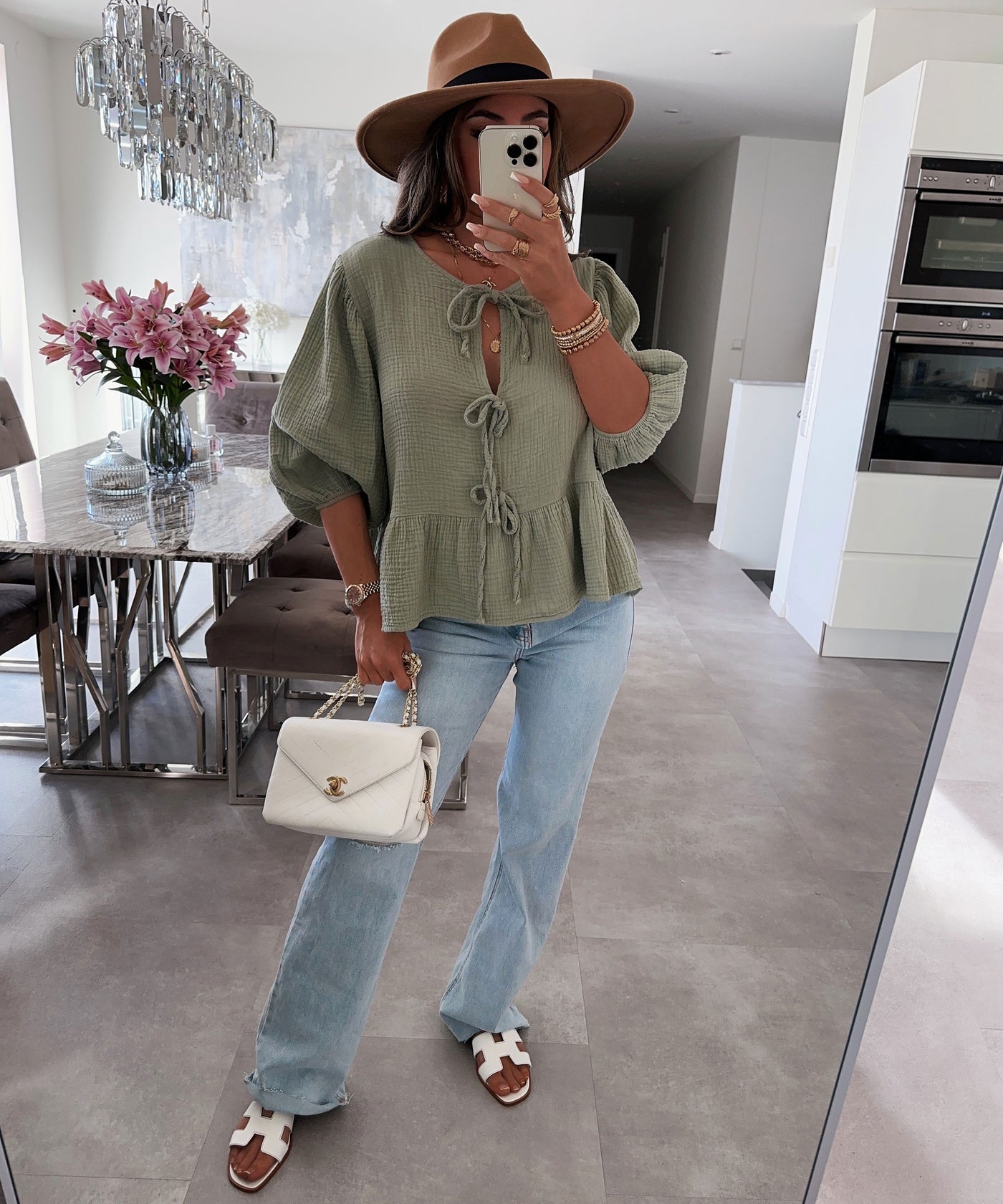 Musselin Bluse Elora Khaki  Ladypolitan ♡   