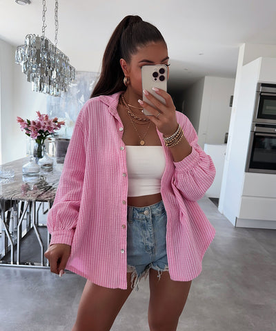 Musselin Bluse Felixa Streifen Hellpink Ladypolitan ♡
